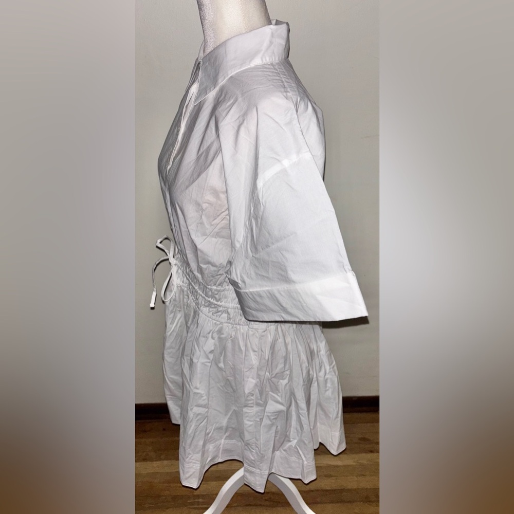 NWT J.Crew Elena mini shirtdress cotton poplin 14 White Smocked Preppy Casual - Picture 8 of 15